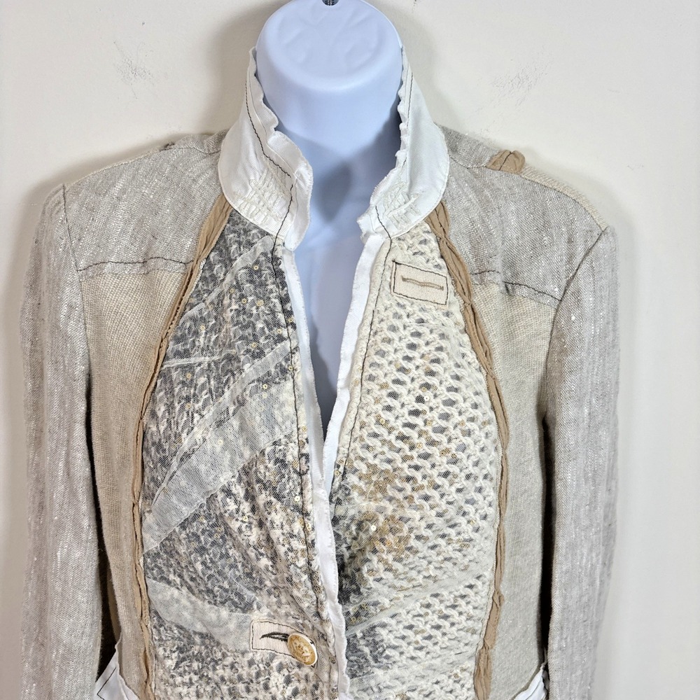 Elisa Cavaletti Daniela Dallavalle Jacket Sz XS Linen Cotton Stretch Art to Wear - Picture 2 of 16